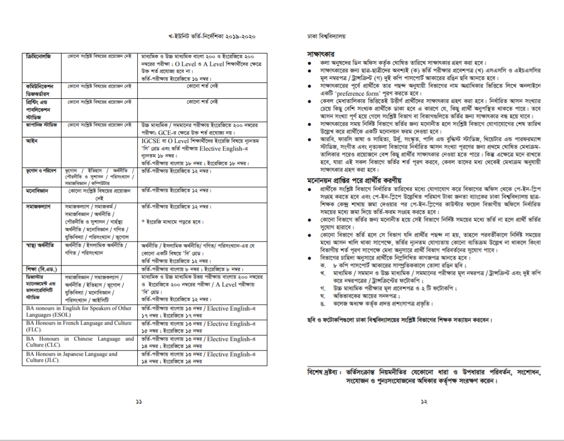 DU B Unit Admission Notice PDF
