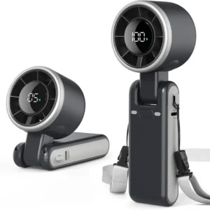 Portable High-Speed Turbo Handheld Fan 2 pieces 3600 mah with LED Display – Rechargeable & Powerful Cooling