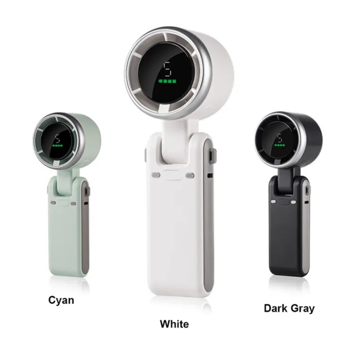 Popular Mini High-Speed Handheld Turbo Fan Smart Digital Display Wearable Personal Desk Neck Fan with Five Wind Speeds - Image 3