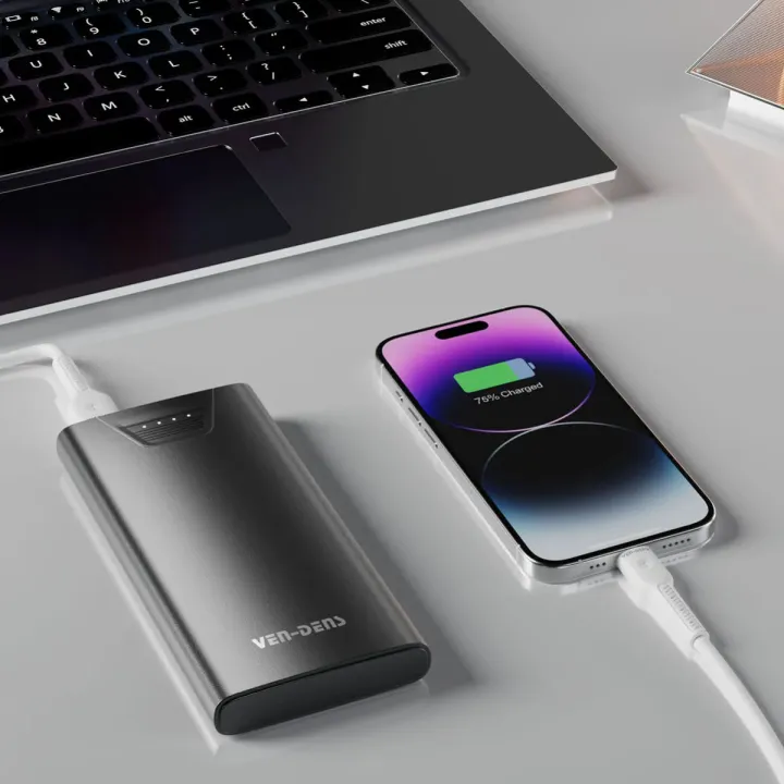 VEN-DENS 10000mAh Fast Charging Power Bank VD-PB041 – Dual USB Ports, Lightweight Portable Battery Pack for Android & iPhone - Image 4